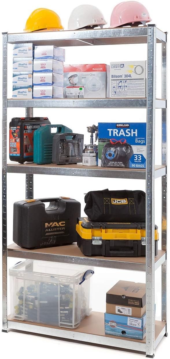 Heavy Duty Galvanised Corner Shelf Unit L-Shape 180x90/70x40cm 175KG