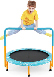 36in Kids Mini Trampoline Foldable Quiet Rebounder Handle Indoor