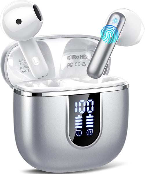 Bluetooth 5.4 Wireless Earbuds ENC Noise Cancelling HiFi Bass 40H Playtime IP7
