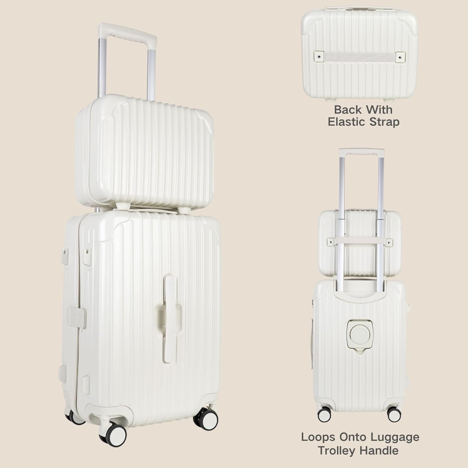3pc Luggage Set Vanity Case Cabin & Large Hard Shell TSA Lock Spinner