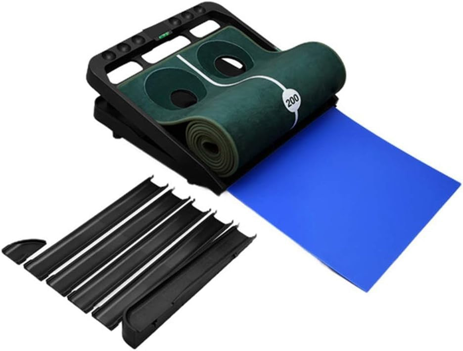 Mini Golf Putting Mat Auto Ball Return Adjustable Slope Indoor Trainer Set