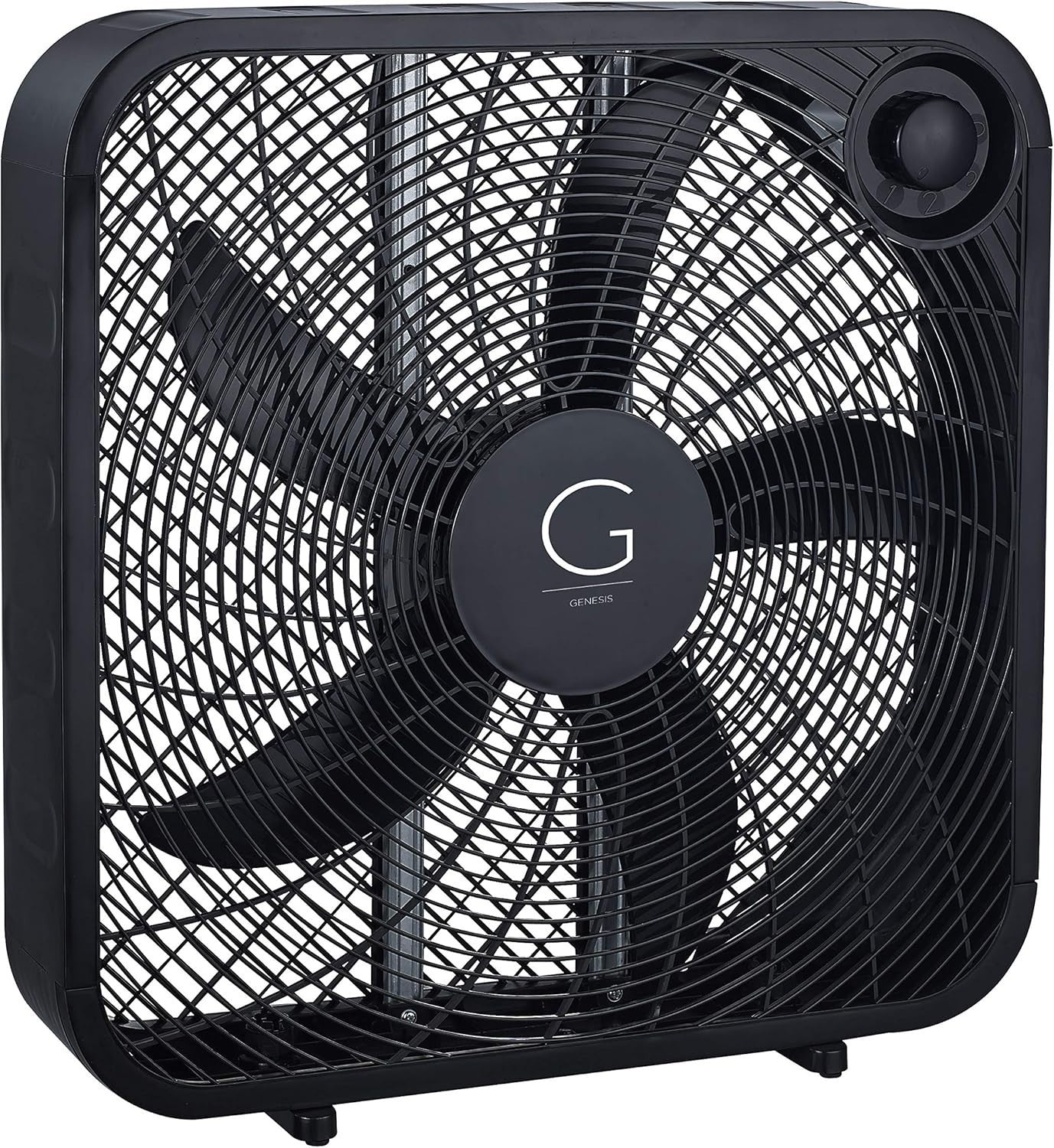 20" Box Fan – High Velocity Floor Cooling Fan 3-Speed Black for Home Office