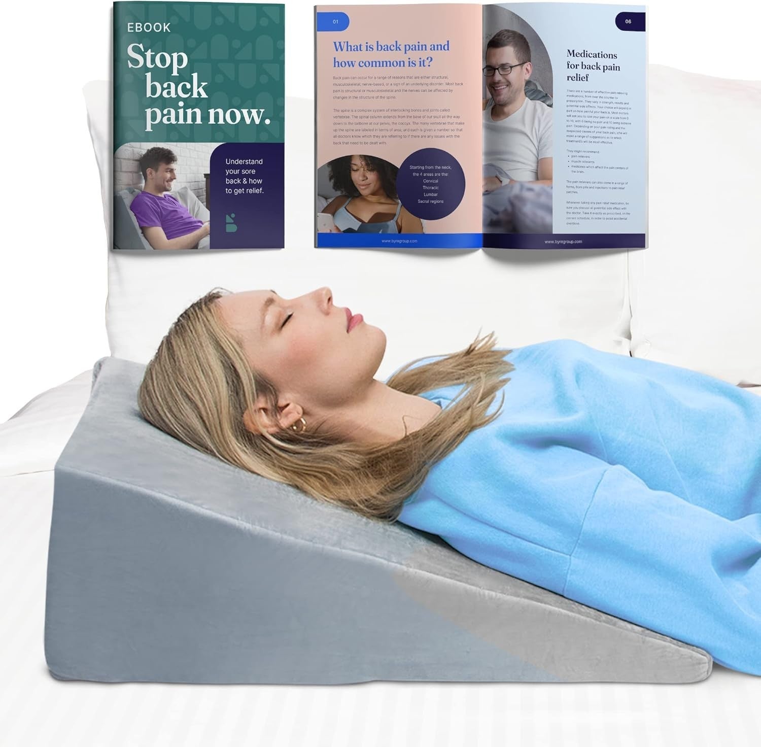Orthopaedic Bed Wedge Pillow Memory Foam Adjustable Back Leg Support