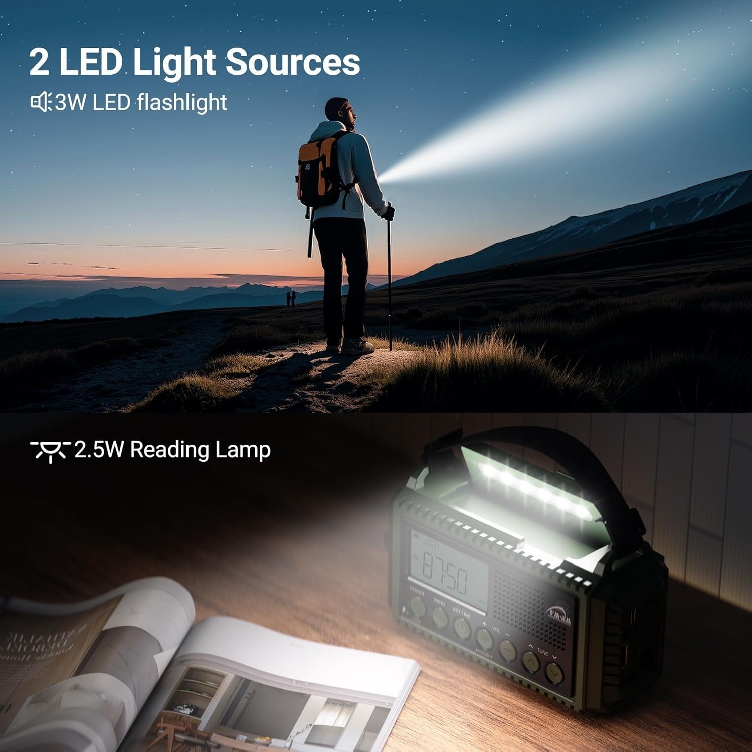 Portable Wind Up Solar Emergency Radio USB Charger AM/FM/SW Torch