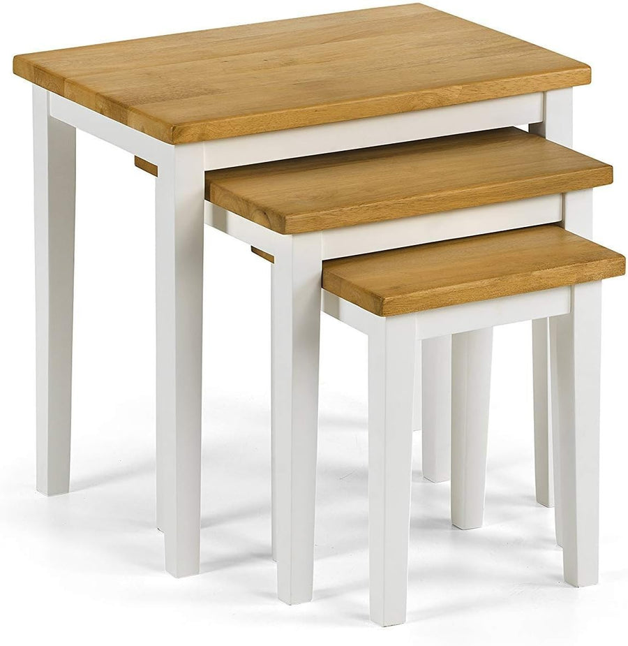 Nest of 3 End Tables Wood Modern Side Table White Light Oak Already Assembled
