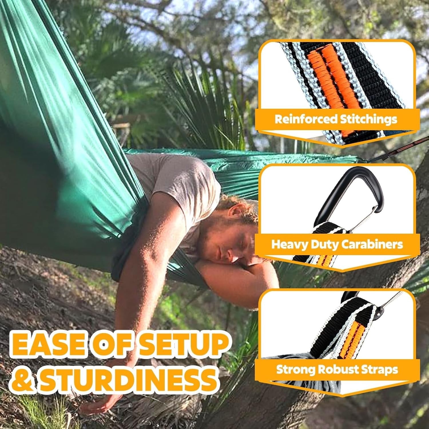 Ultra-Light Travel Camping Hammock 300kg Load Quick-Dry Parachute Nylon