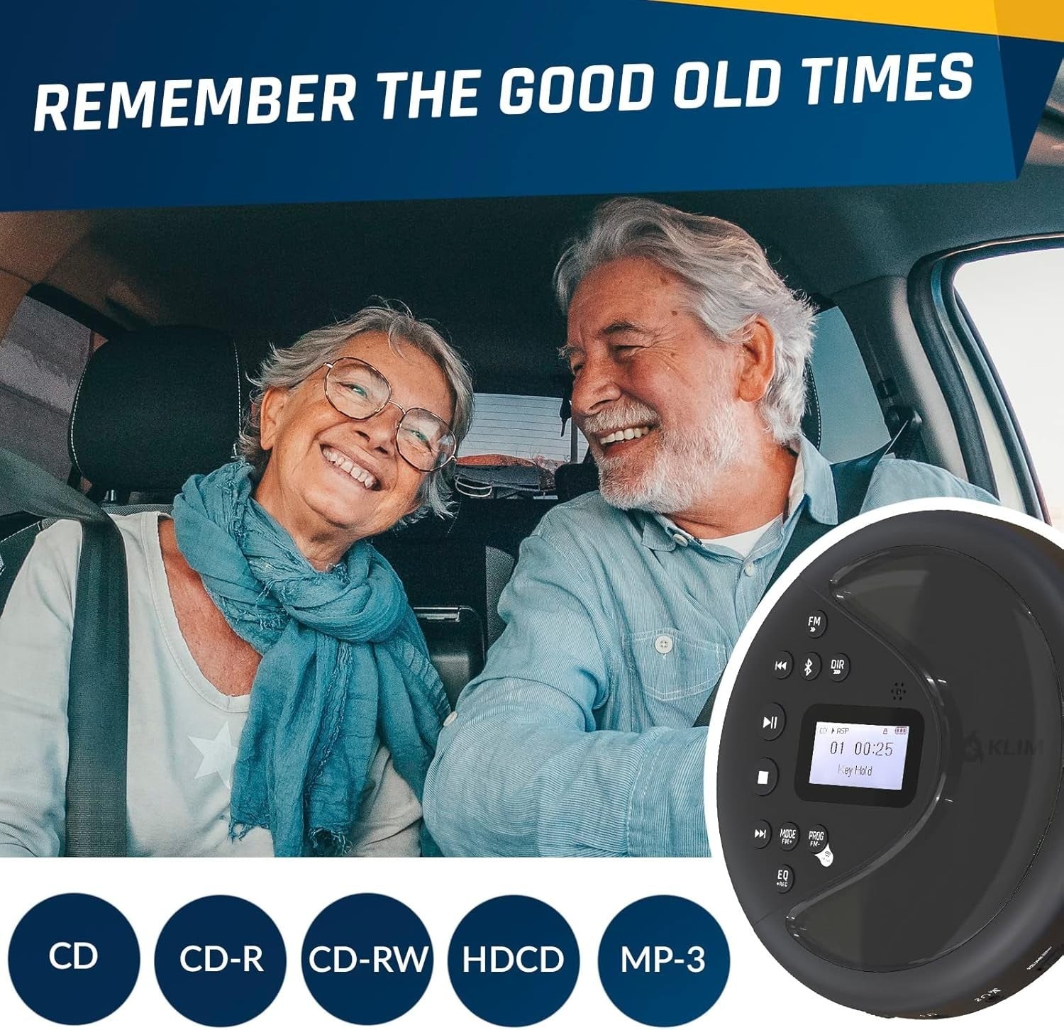 Portable CD Player for Car Bluetooth FM Transmitter SD Card w/ Headphones
