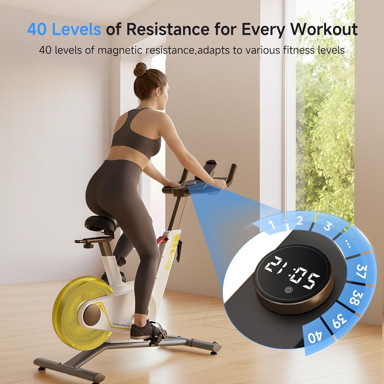 Folding Exercise Bike 40-Level Magnetic Resistance Quiet LED App White