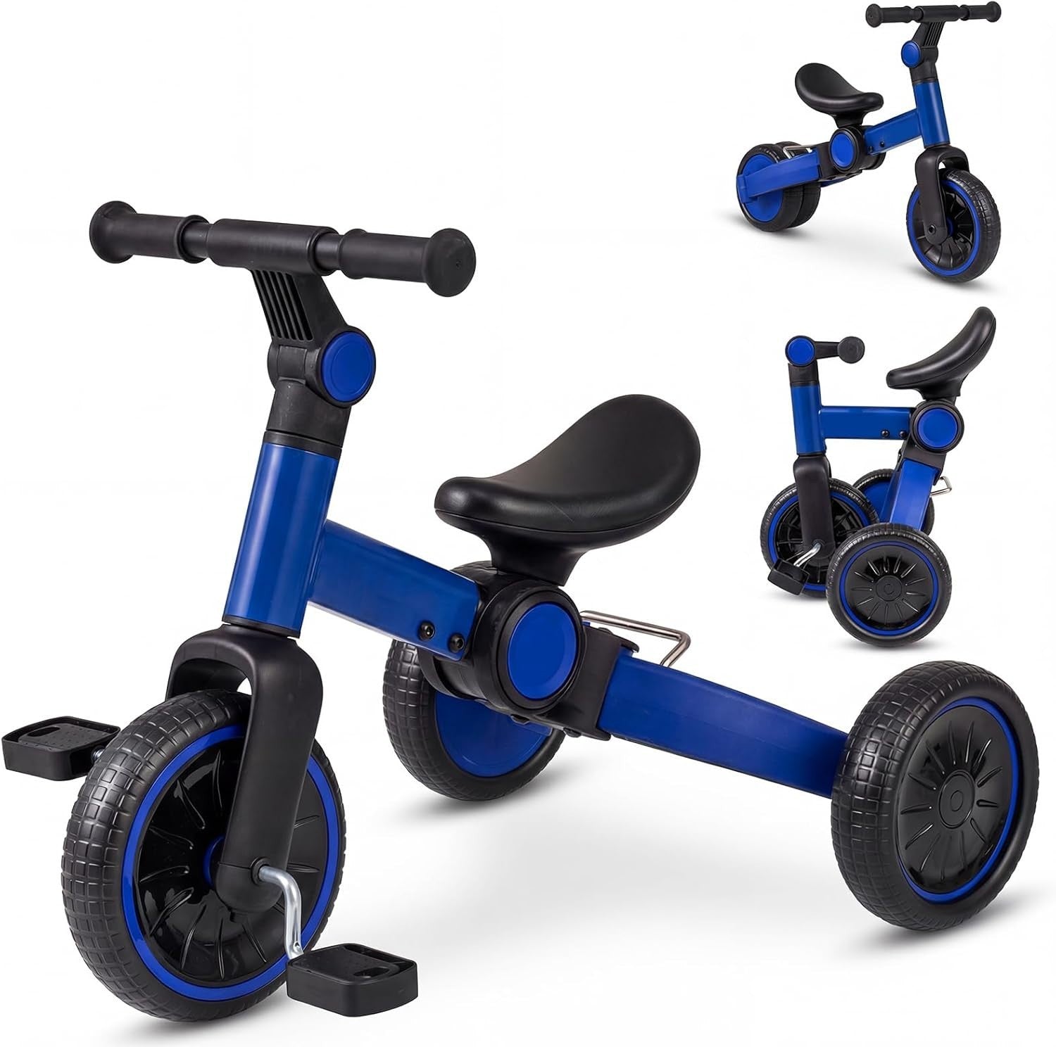 Kids Tricycle Balance Bike 2-4 Years Foldable Adjustable Handlebar Blue