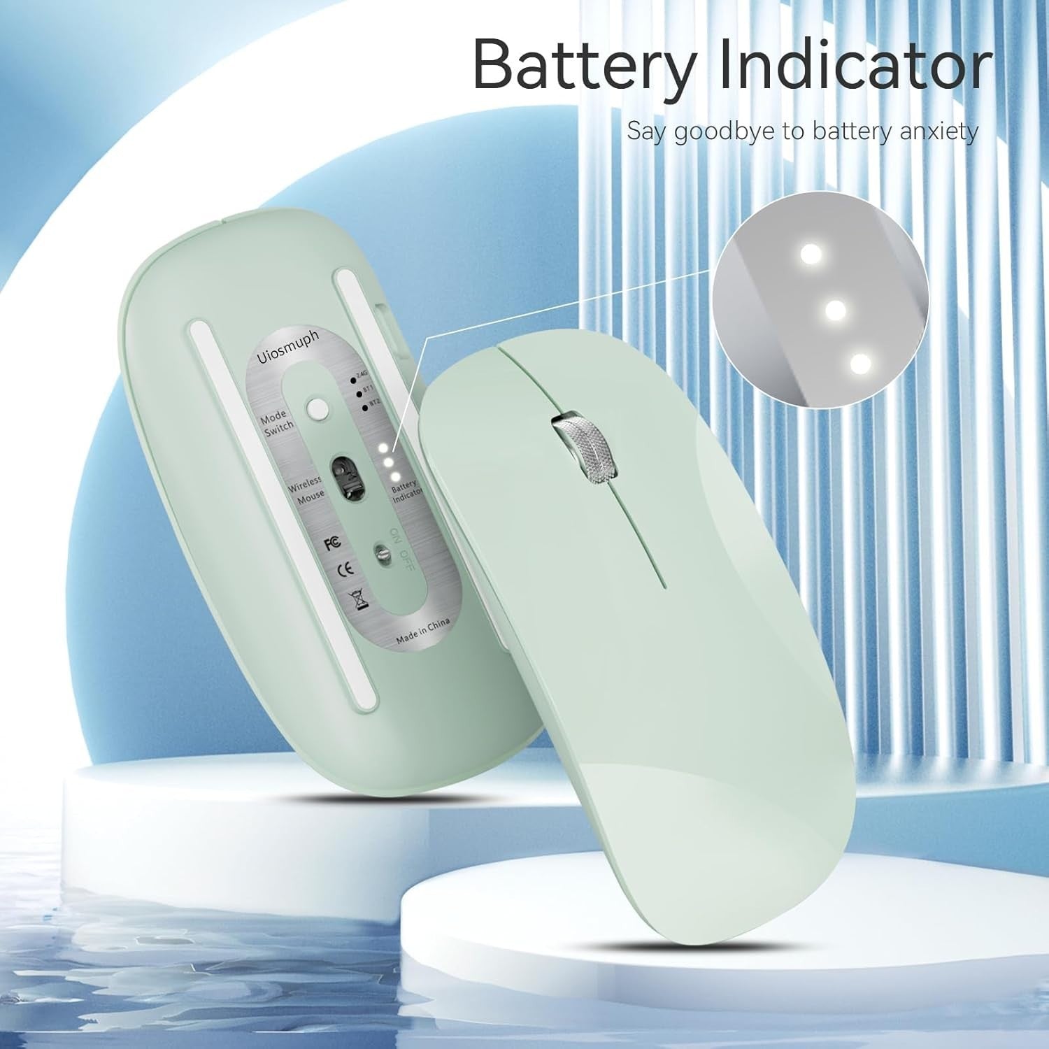 Silent Rechargeable Bluetooth Mouse Triple Device Switch Slim Ergonomic USB-C