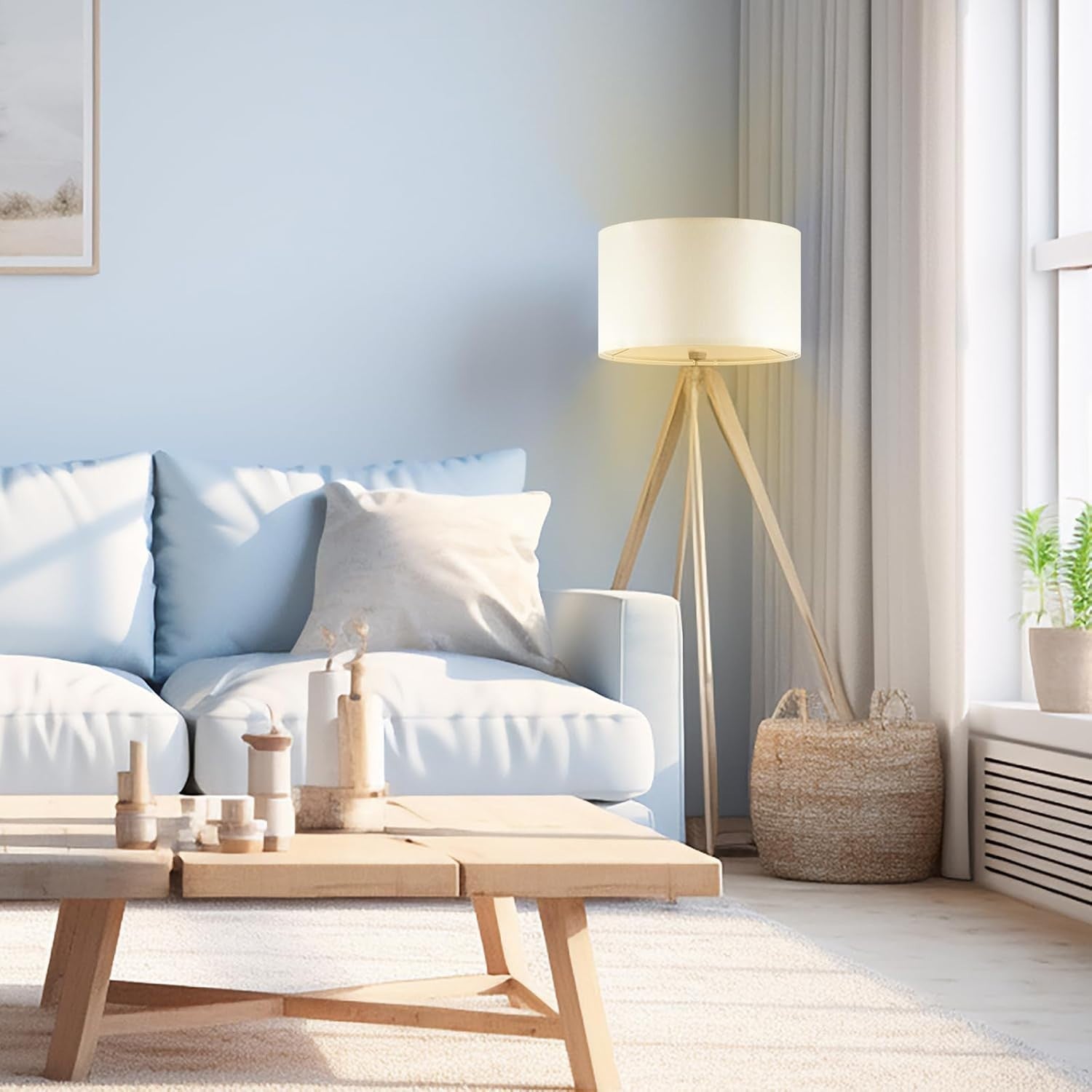 6 Pack Cream Linen Lampshades 26x18cm E27 E14 Adapter Ceiling Table Lamp