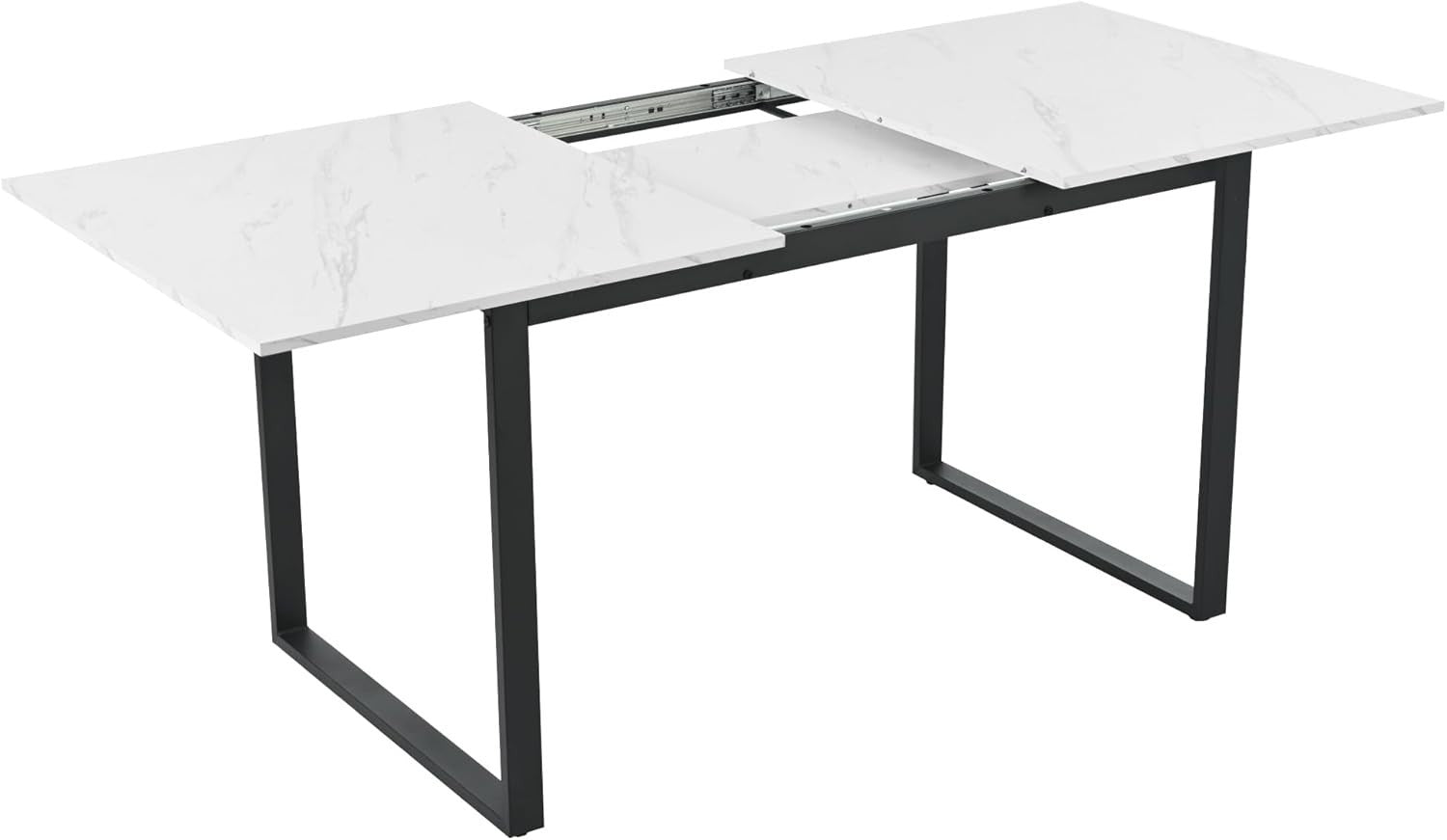 Extendable Marble Dining Table 140–180cm Metal Frame Modern Space Saver