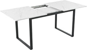 Extendable Marble Dining Table 140–180cm Metal Frame Modern Space Saver