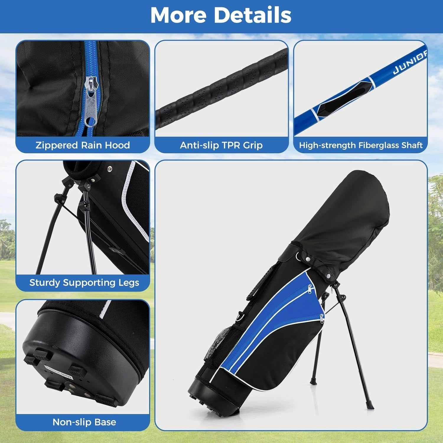 Junior Golf Club Set Right Hand Kids Fairway Irons Putter Stand Bag