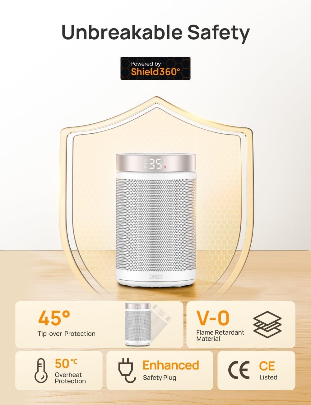 1500W Portable Ceramic Space Heater – Silent, Thermostat & Timer, Bedroom