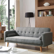 Grey 3 Seater Sofa Bed Linen Fabric Click Clack Couch for Guest Rooms