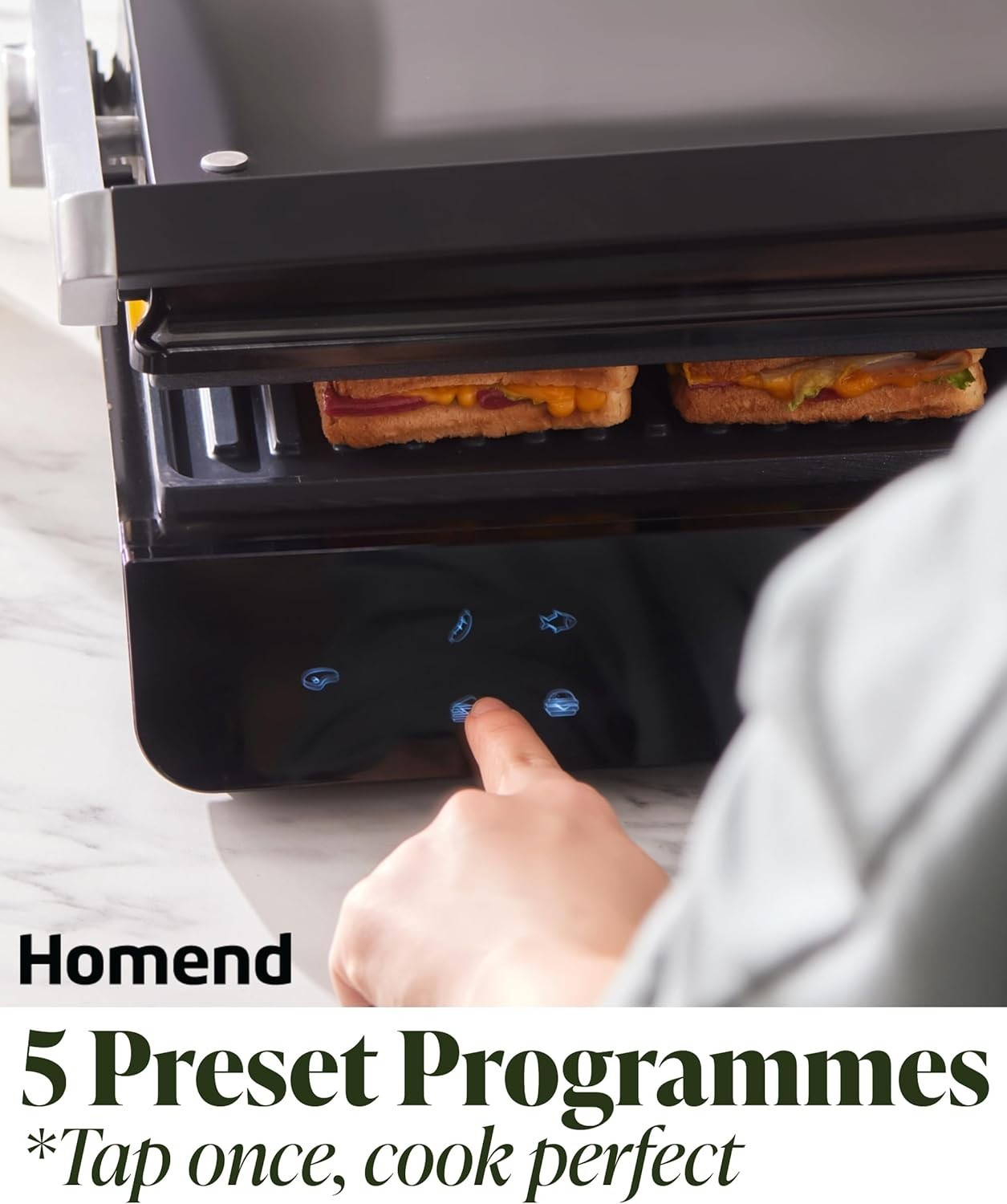 2000W Indoor Electric Grill Press | Non-Stick Plates, LED Timer, 180° Open BBQ