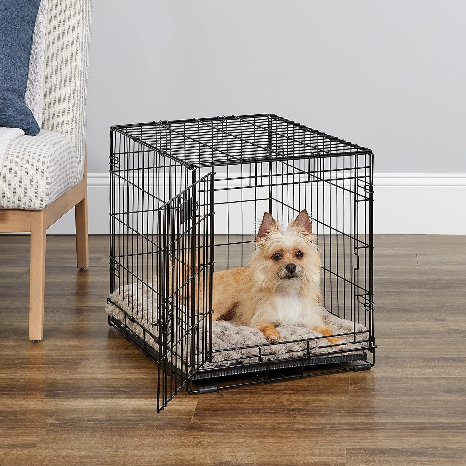Secure Small Dog Crate 62cm with Leak-Proof Pan, Divider & Rubber Feet