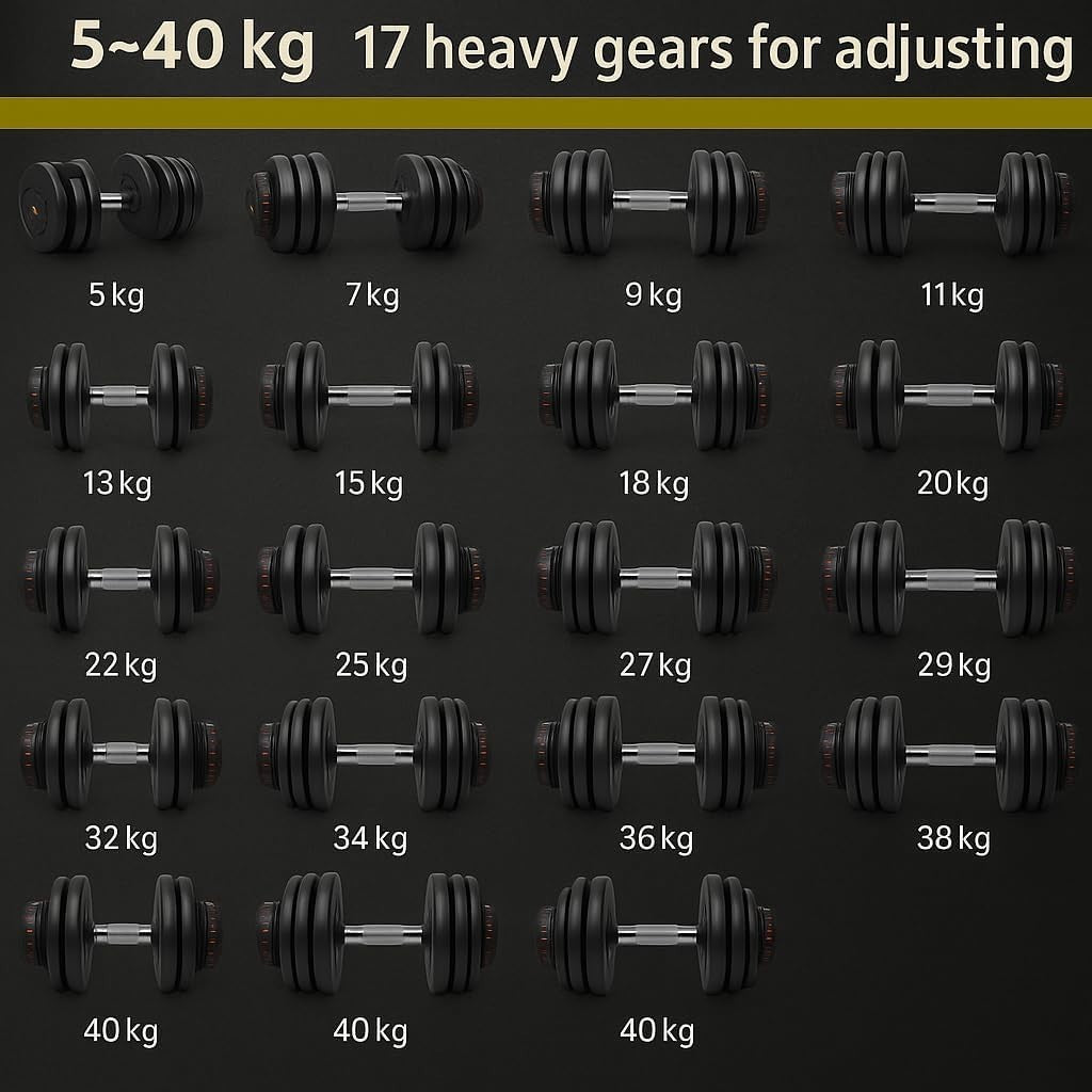 40kg Smart Dial Adjustable Dumbbell 15-in-1 Compact Home Gym Weight