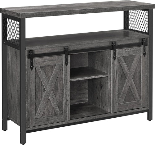 Stone Grey Industrial Sideboard Cabinet Sliding Doors Storage Unit