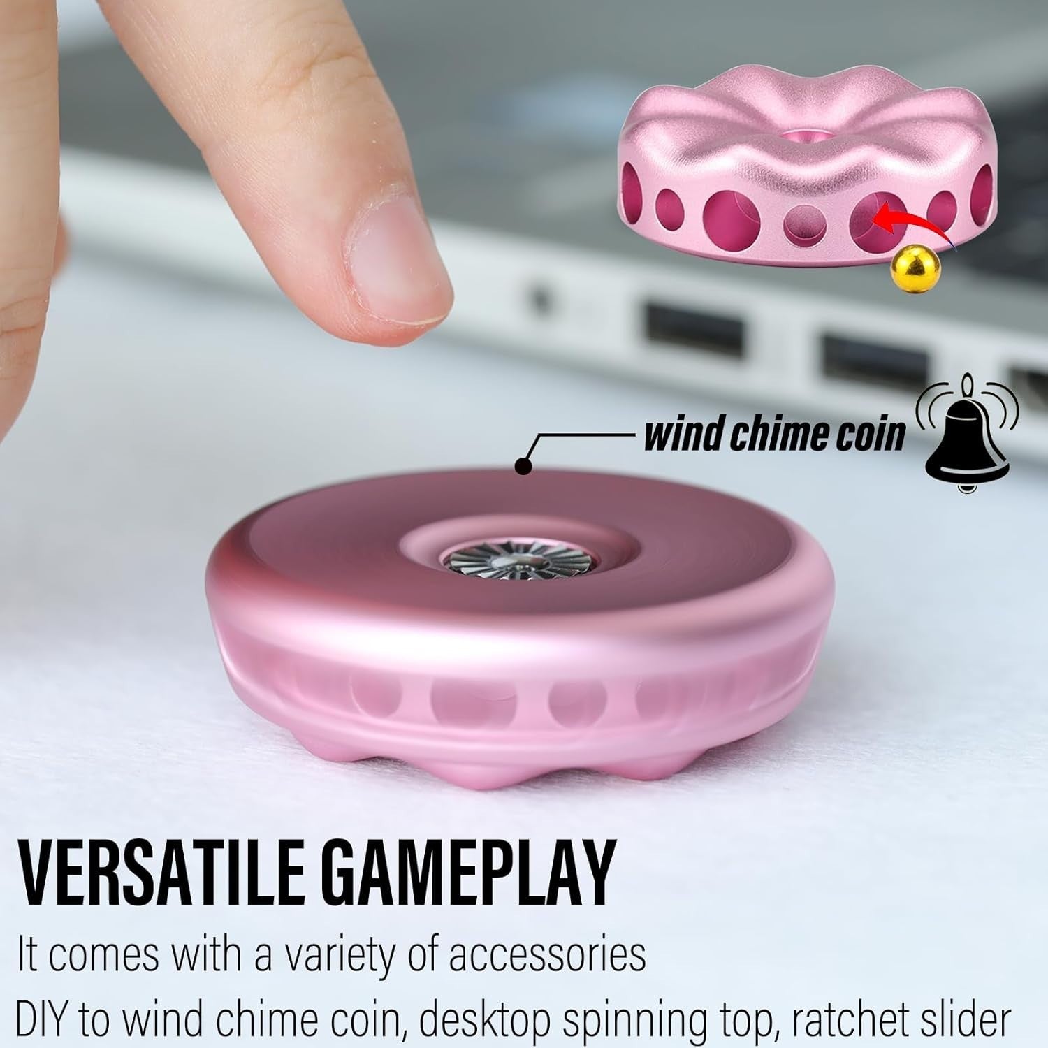 Pink Flower Metal Fidget Spinner Silent DIY Coin Top Slider
