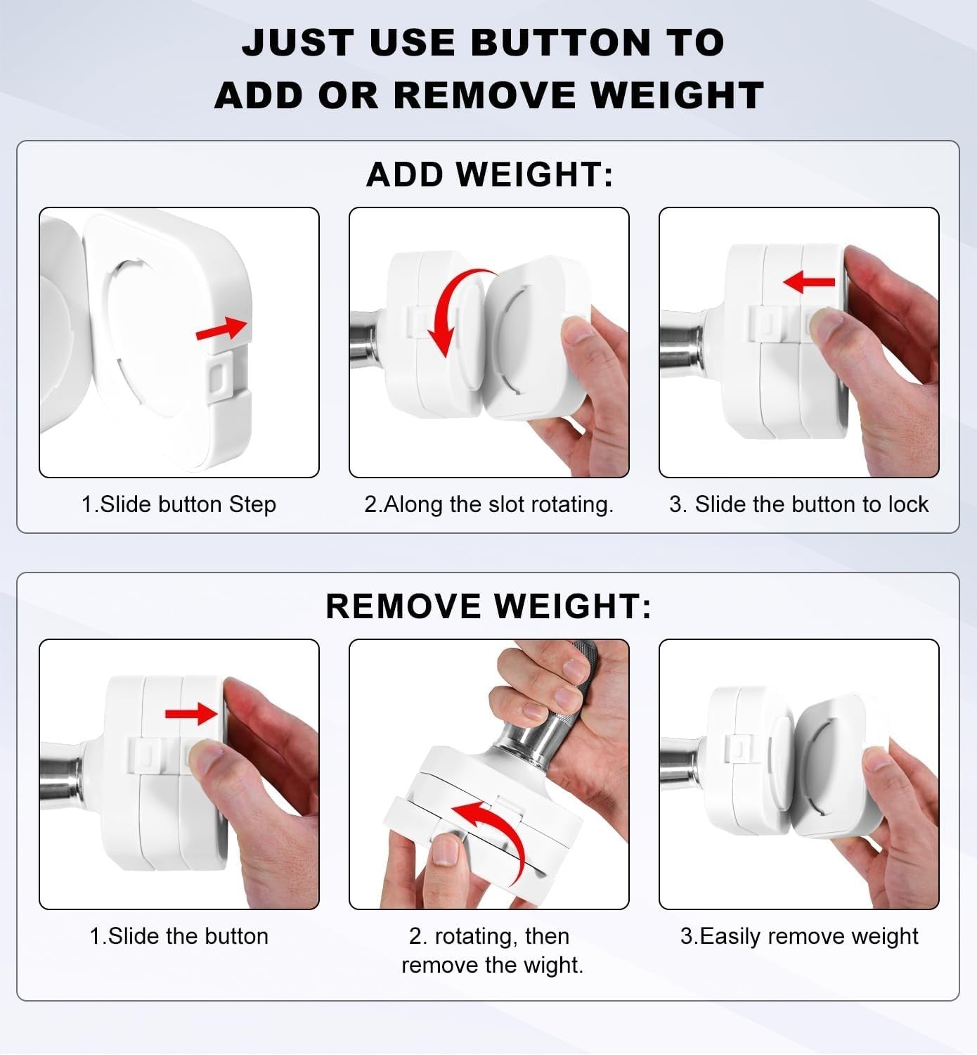 Adjustable Hand Weights 4-in-1 Pair Up to 10kg Square Anti-Roll Dumbbells