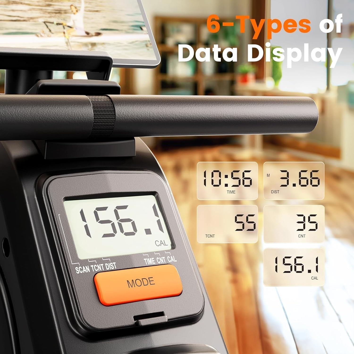 Quiet Magnetic Rowing Machine 16-Level Resistance App LCD Rower 160KG Home Use