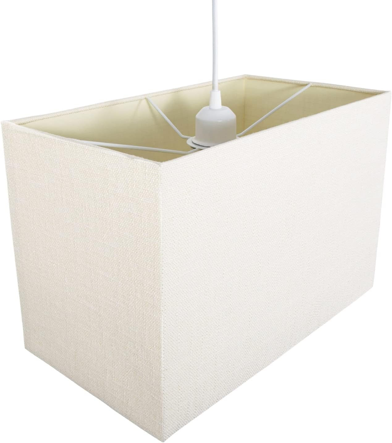 Large Rectangular Lamp Shade Cream Linen Fabric 40cm Luxury Table Floor