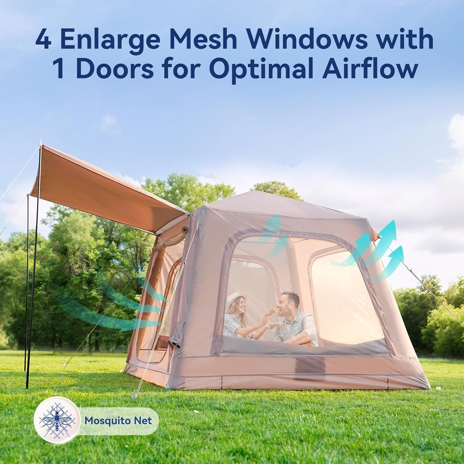 2 Person Inflatable Camping Tent Waterproof Oxford Air Beam Awning