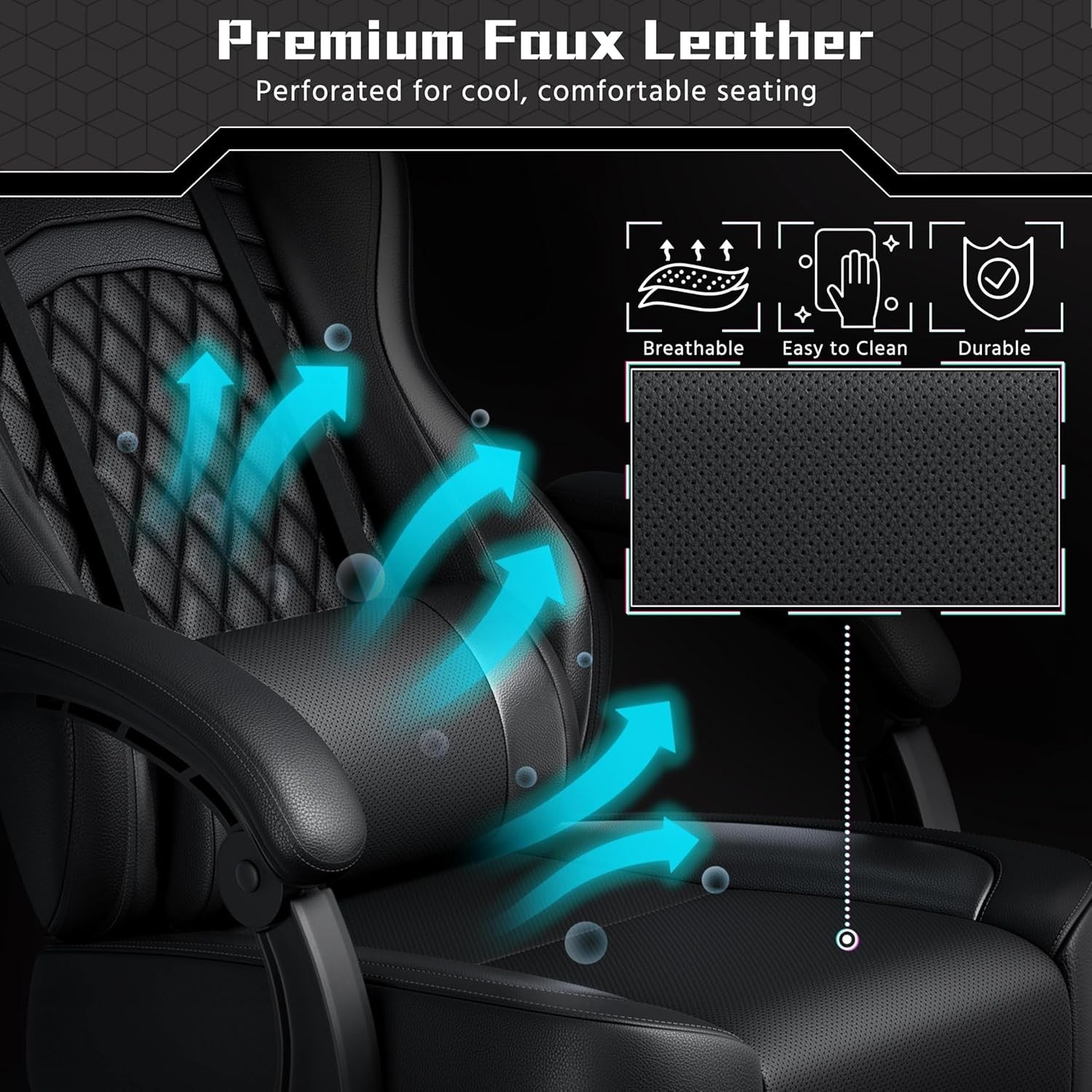 Ergonomic Gaming Chair with Footrest Massage Lumbar