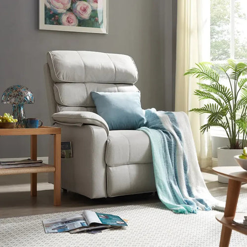 Electric Riser Recliner Armchair Lift Chair Light Grey Faux Leather Sofa