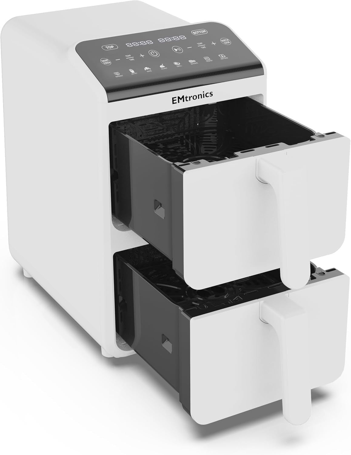 Dual Zone 10L Stack Air Fryer 2460W Touch Presets Smart Finish White