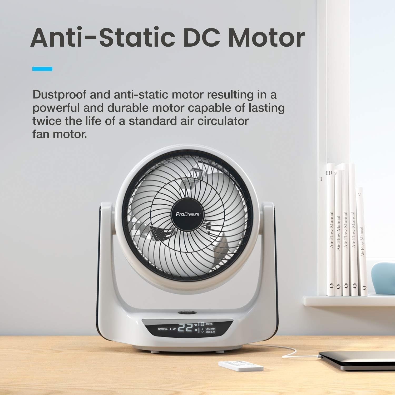 Ultra Quiet DC Air Circulator Fan – 16Speed LED Display Remote Oscillating Timer