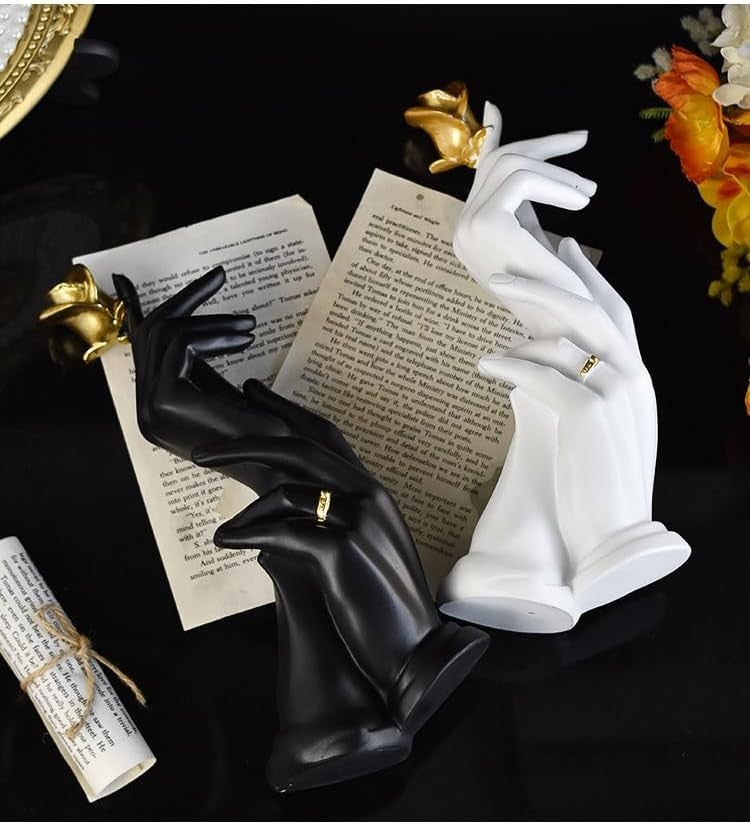 Romantic Hand-in-Hand Sculpture • Resin Couple Ornament • Elegant Decor