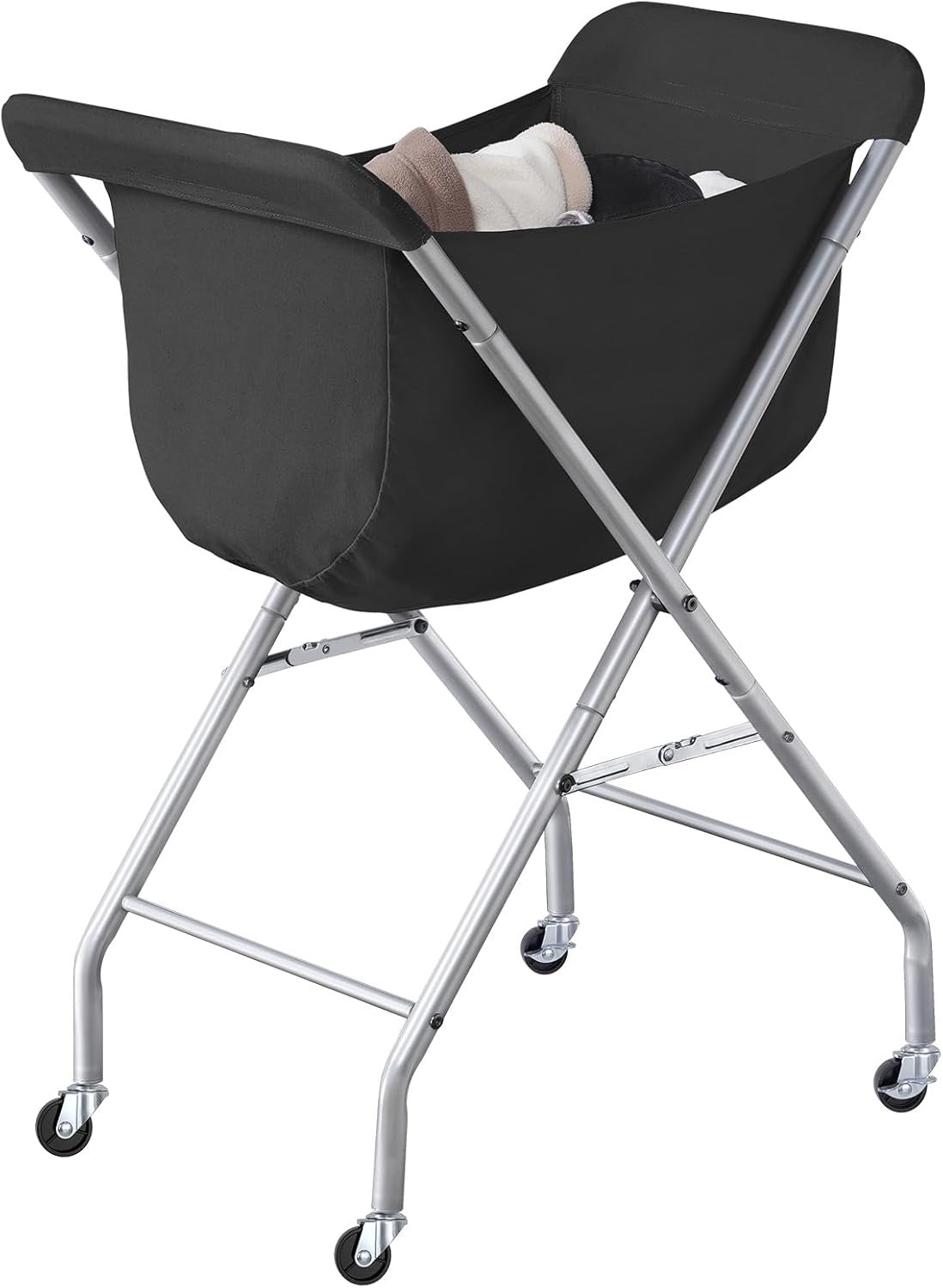 Rolling Laundry Cart with Wheels Large 32" Hamper Removable Liner & Metal Frame