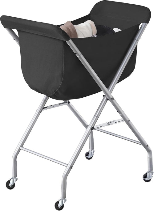 Rolling Laundry Cart with Wheels Large 32" Hamper Removable Liner & Metal Frame