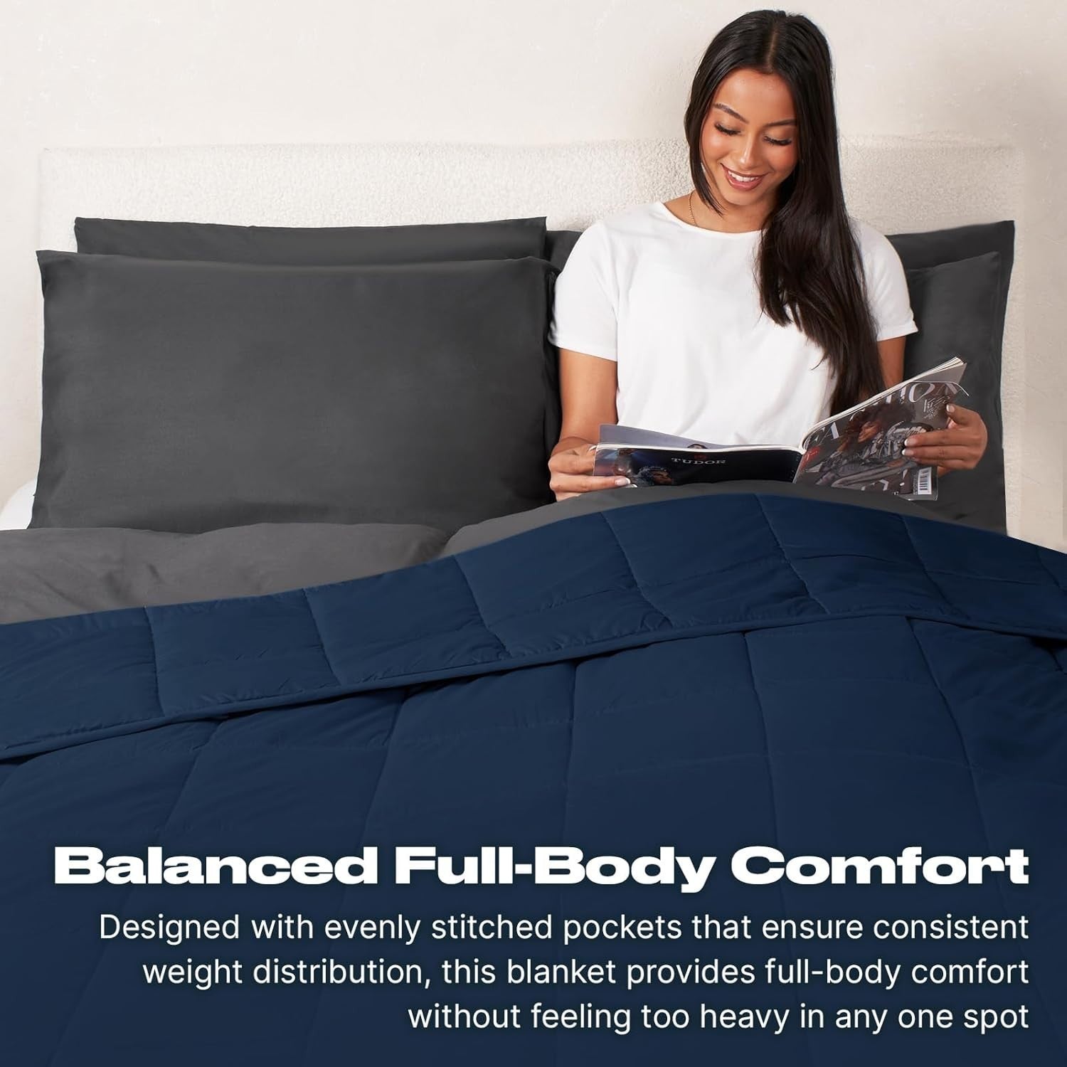 Weighted Blanket Adults Navy Blue 4kg 125x150cm Calming Sleep Aid