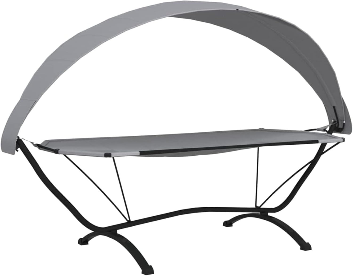 Grey Outdoor Canopy Lounge Bed Chaise Sunbed | Steel Frame, Oxford Fabric