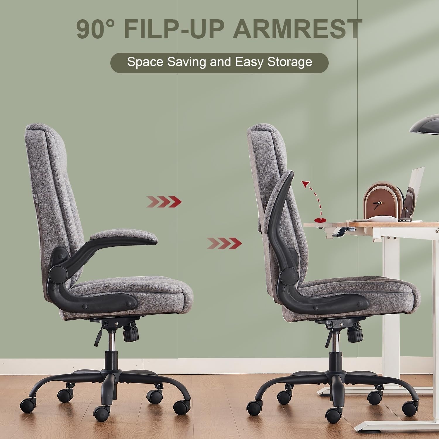 Ergonomic Office Chair Grey Desk Swivel Seat Adjustable Height Lumbar 150KG Max