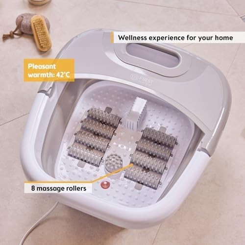 Foldable Electric Foot Spa Massager 450W Heat Bubbles Infrared Rollers