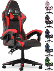 Reclining Gaming Chair Ergonomic Swivel Office Desk Seat Red