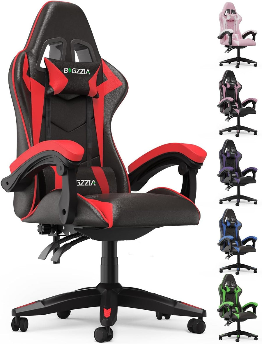 Reclining Gaming Chair Ergonomic Swivel Office Desk Seat Red