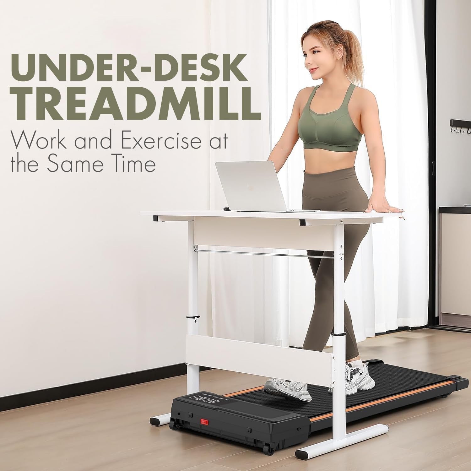 Foldable Under Desk Treadmill 6km/h Silent Walking Machine Home Office
