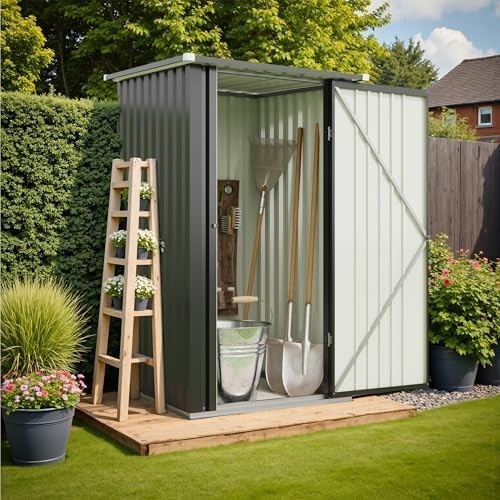 3x3ft Metal Garden Shed with Lockable Door & Waterproof Roof
