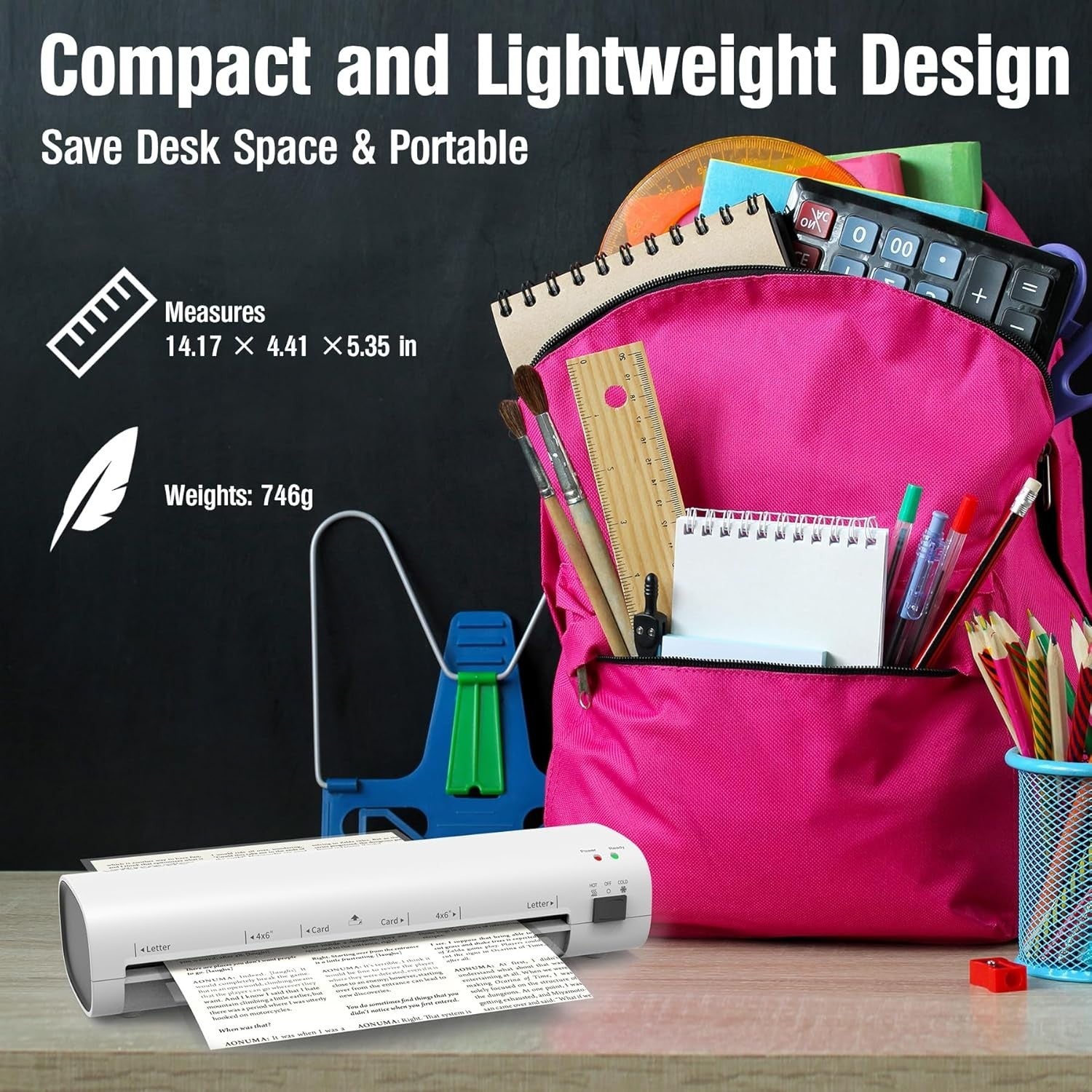 A4 Laminator Hot Cold 4-in-1 Portable No Bubbles ABS Jam Release