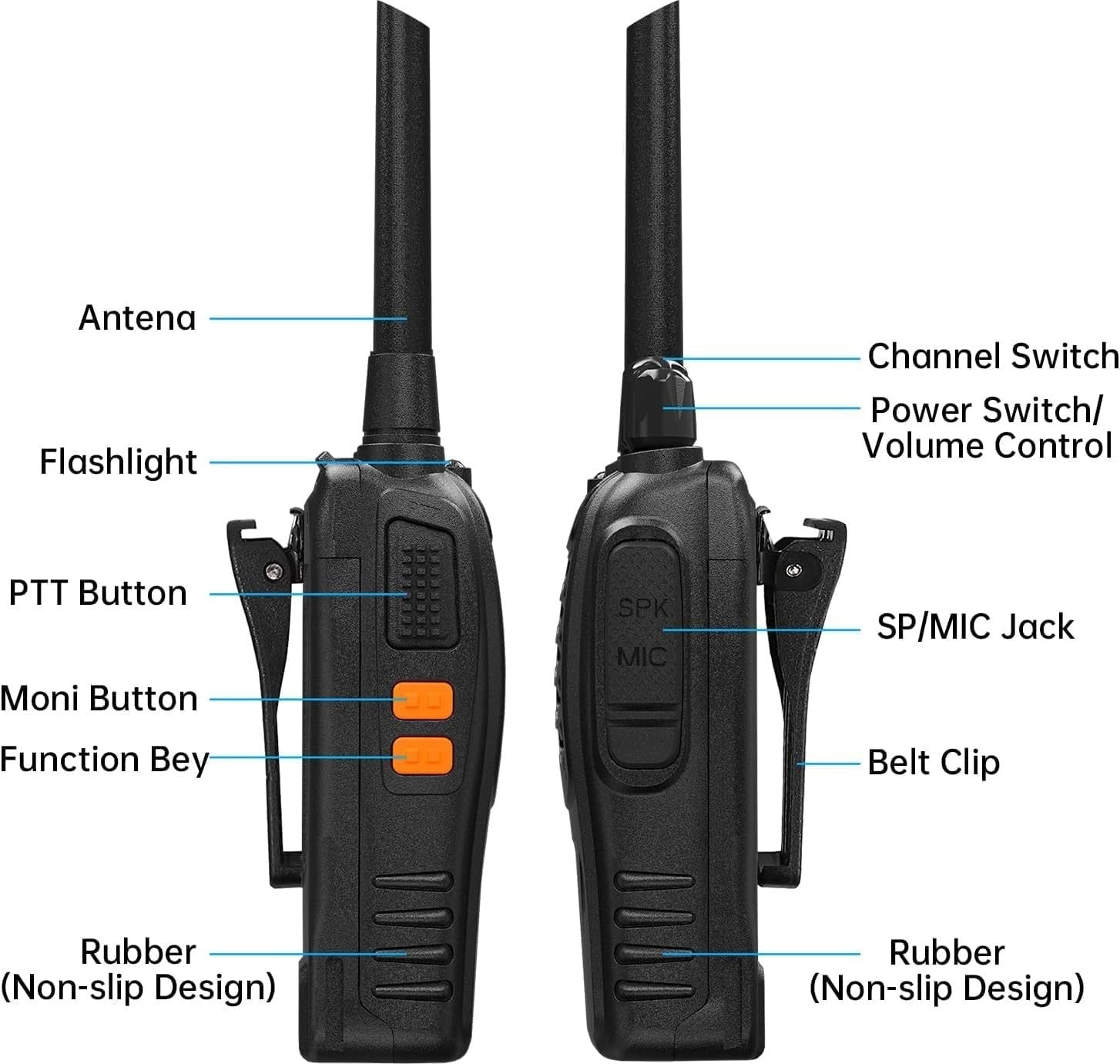 Long Range Walkie Talkies 3 Pack VOX Rechargeable 16CH w Earpieces