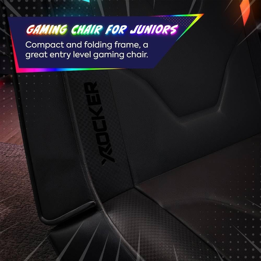 RGB Gaming Floor Rocker Chair Audio Speakers LED Kids Black
