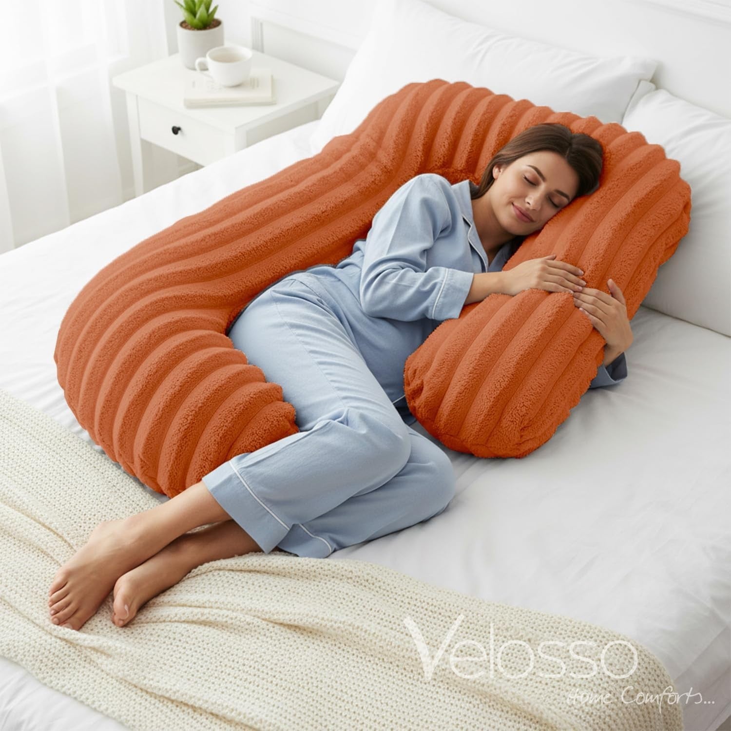 U Shaped Pregnancy Pillow Full Body Velvet Plush Side Sleeper Support