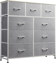 9 Drawer Fabric Chest Storage Cabinet with Wood Top Steel Frame Organizer