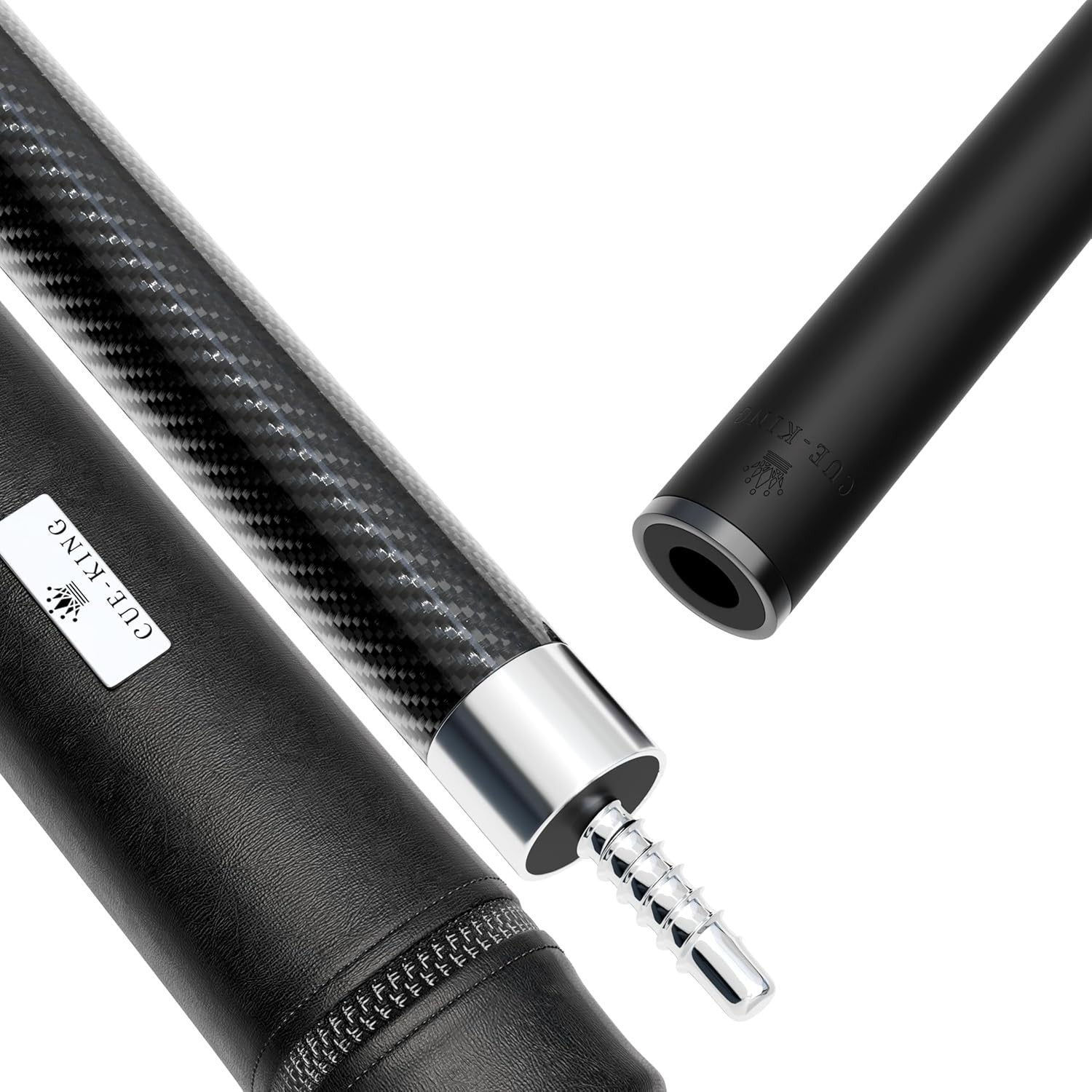 Carbon Fibre Pool Cue 58 Inch 12.5mm Tip Pro Taper 2 Piece 19oz